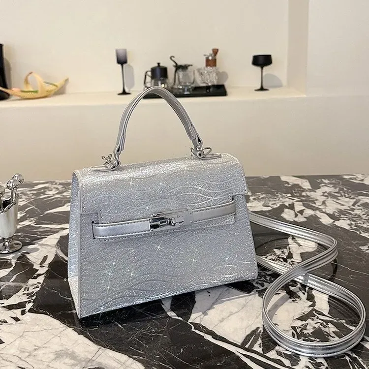 Tas Tote Wanita Bahan PU Sintetis Polos Warna Hitam Bentuk Kotak Tali Lebar Grosir Import