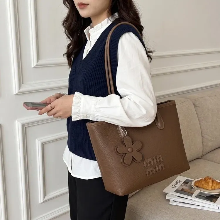 Tas Tote Wanita Bahan PU Sintetis Polos Warna Hitam Bentuk Kotak Tali Lebar Grosir Import