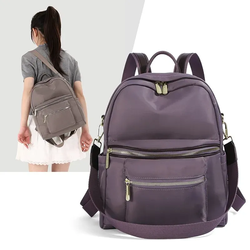 Tas Selempang Wanita Bahan Nylon Polos Bentuk Kotak Tali Panjang Resleting Grosir Import