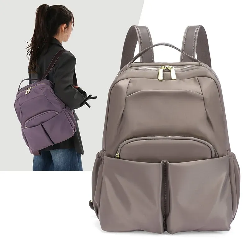 Tas Selempang Wanita Bahan Nylon Polos Bentuk Kotak Tali Panjang Resleting Grosir Import