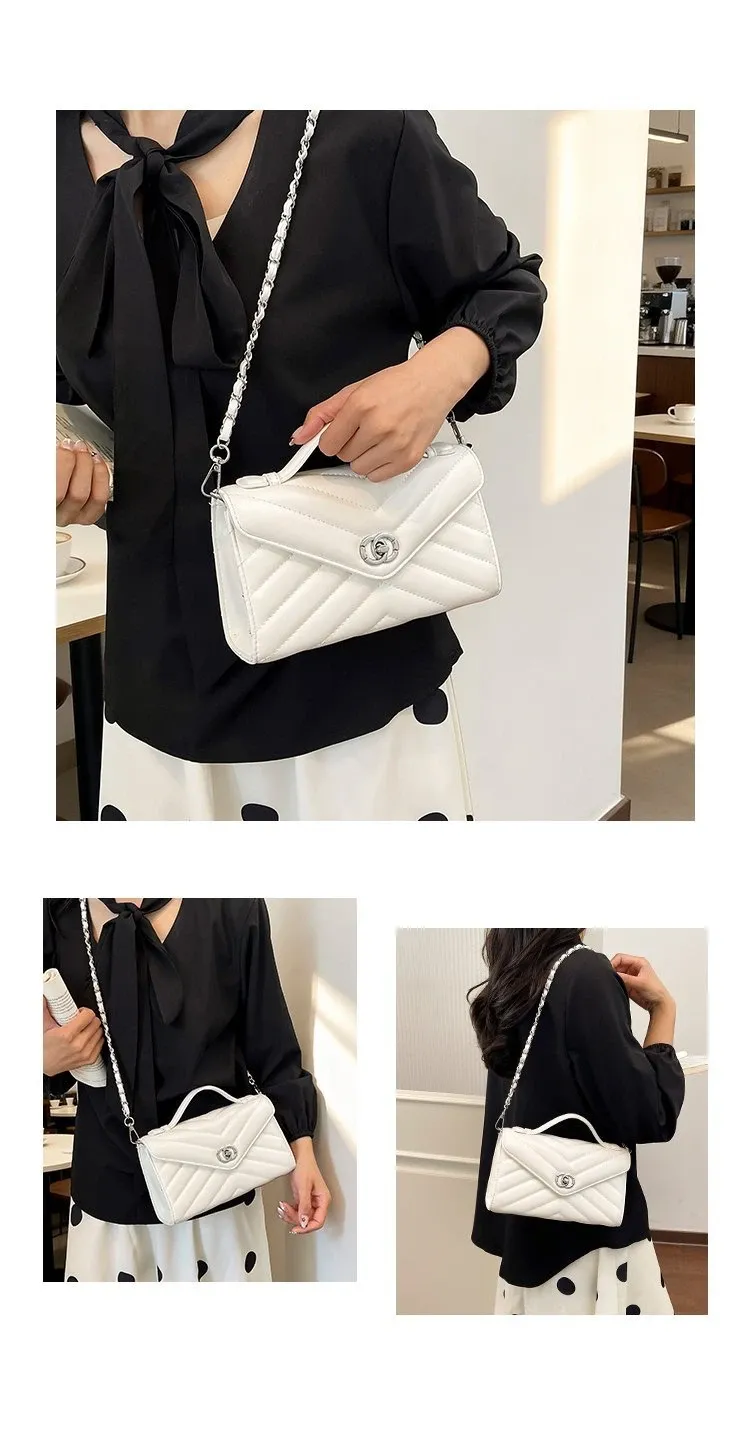 Tas Selempang Wanita Bahan PU Sintetis Model Quilted Warna Pink Bentuk Kotak untuk Toko Online