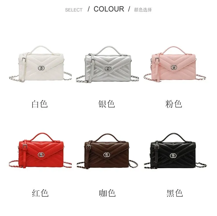 Tas Selempang Wanita Bahan PU Sintetis Model Quilted Warna Pink Bentuk Kotak untuk Toko Online