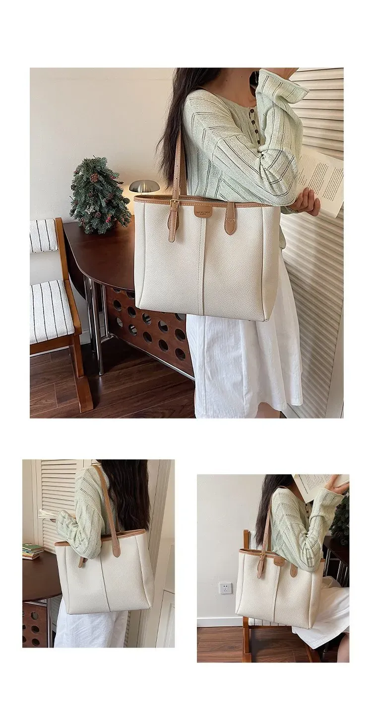 Tas Selempang Wanita Bahan PU Sintetis Polos Warna Putih Bentuk Kotak Tali Lebar Pilihan