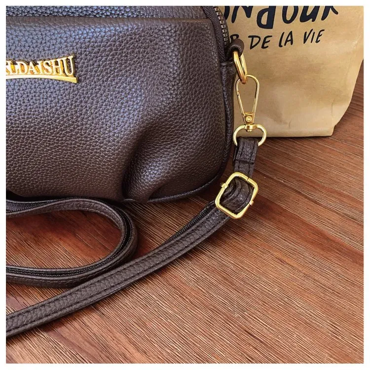 Tas Selempang Wanita Bahan PU Sintetis Polos Bentuk Kotak Tali Panjang Resleting untuk Reseller