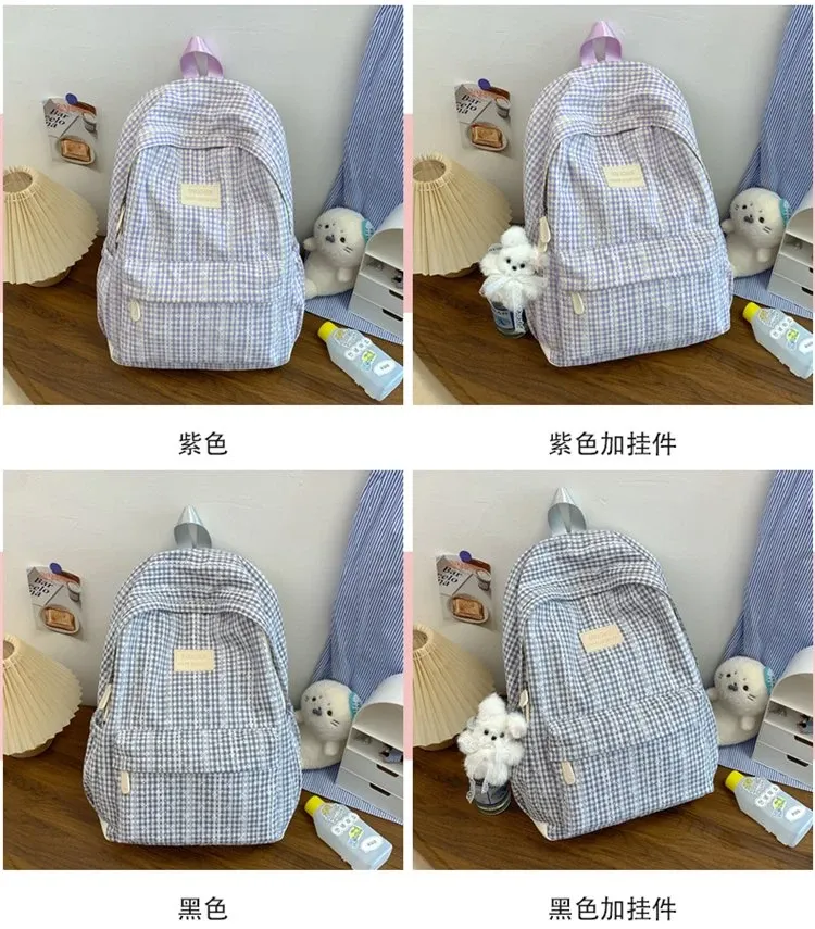 Tas Ransel Wanita Bahan Oxford Motif Polkadot Warna Pink Bentuk Kotak Tali Lebar Grosir Import