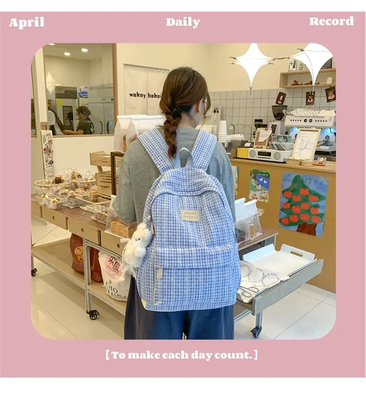 Tas Ransel Wanita Bahan Oxford Motif Polkadot Warna Pink Bentuk Kotak Tali Lebar Grosir Import