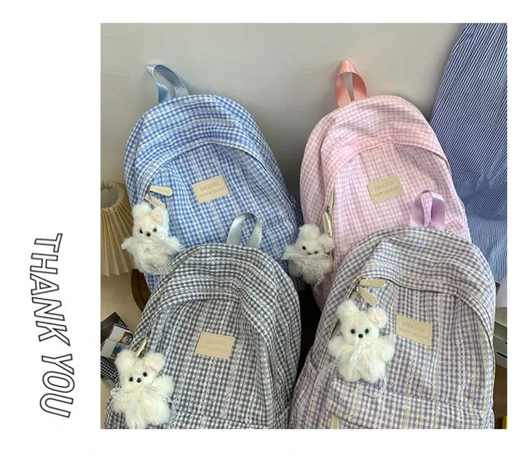 Tas Ransel Wanita Bahan Oxford Motif Polkadot Warna Pink Bentuk Kotak Tali Lebar Grosir Import