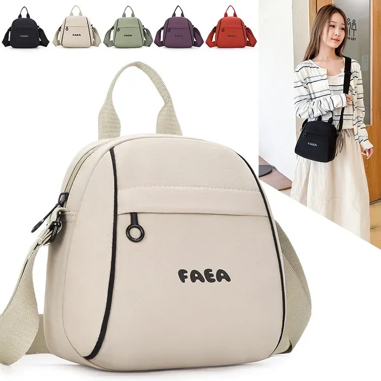 Tas Selempang Wanita Bahan Oxford Polos Warna Hitam Bentuk Kotak Tali Lebar Grosir Import