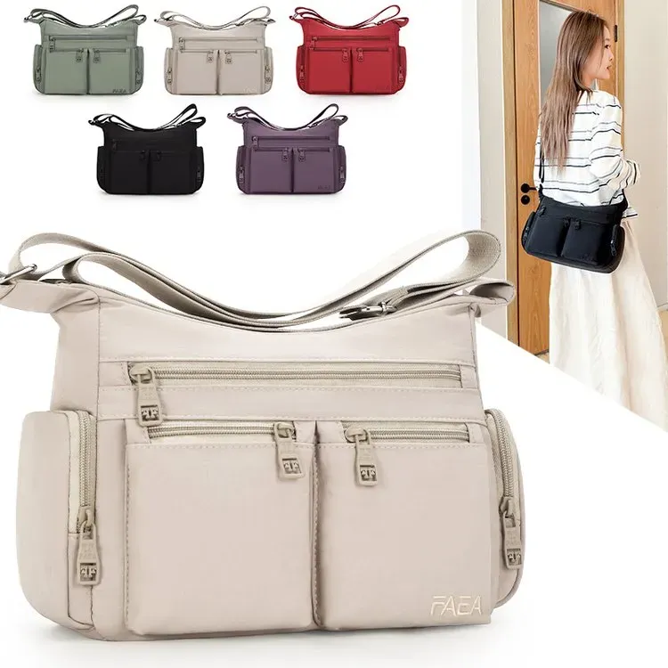 Tas Selempang Wanita Bahan Oxford Polos Warna Hitam Bentuk Kotak Tali Lebar Grosir Import