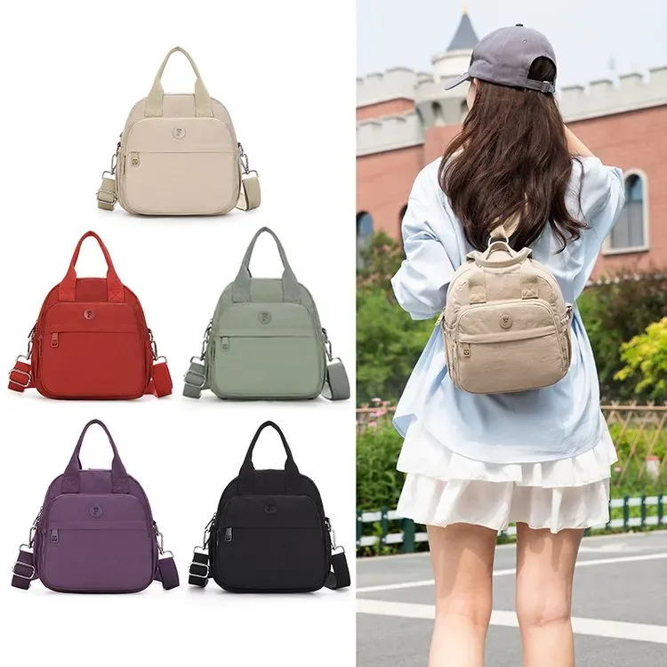 Tas Selempang Wanita Bahan Oxford Polos Warna Hitam Bentuk Kotak Tali Lebar Grosir Import