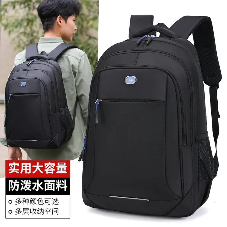 Tas Ransel Pria Bahan Oxford Polos Warna Hitam Bentuk Kotak Tali Lebar Kapasitas Grosir Import