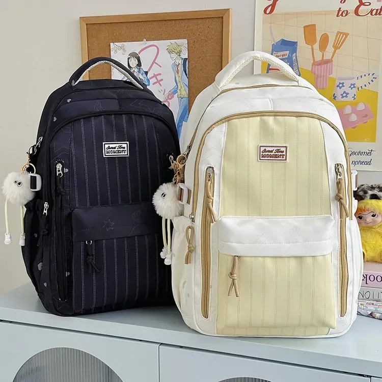 Tas Ransel Wanita Bahan Nylon Polos Warna Hijau Bentuk Kotak Tali Lebar Grosir Import