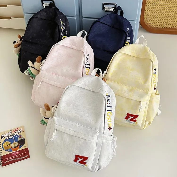 Tas Ransel Wanita Bahan Oxford Polos Warna Pink Bentuk Kotak Tali Serut Grosir Import