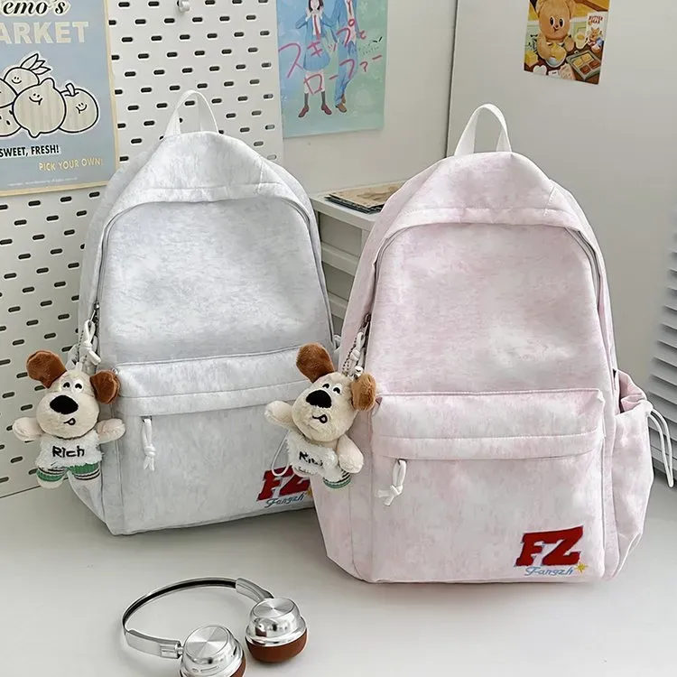 Tas Ransel Wanita Bahan Oxford Polos Warna Pink Bentuk Kotak Tali Serut Grosir Import
