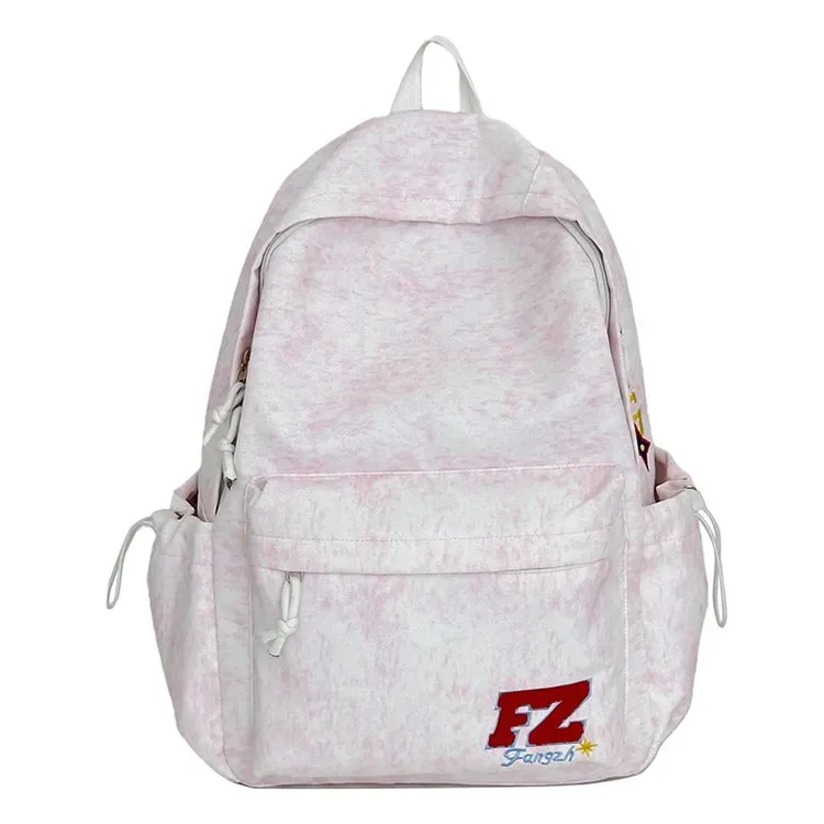 Tas Ransel Wanita Bahan Oxford Polos Warna Pink Bentuk Kotak Tali Serut Grosir Import
