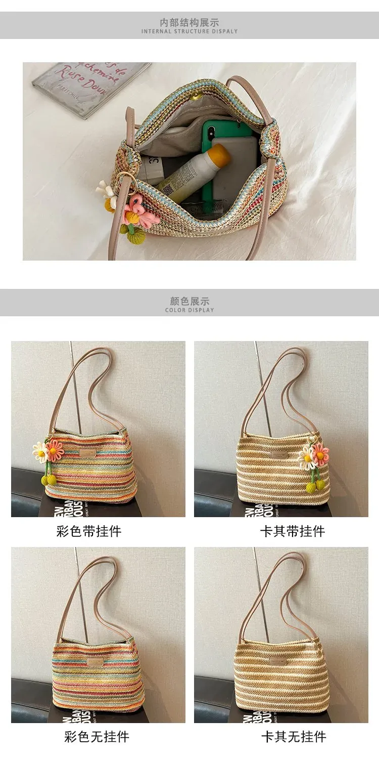 Tas Selempang Wanita Bahan Kain Motif Print Bentuk Kotak Tali Panjang Resleting untuk Toko