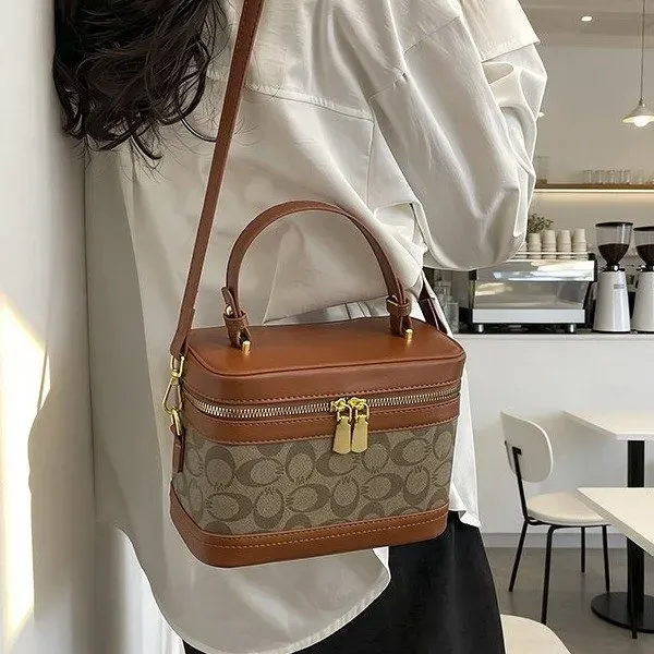 Tas Selempang Wanita Bahan Kain Motif Print Bentuk Kotak Tali Rantai Resleting Harga Grosir