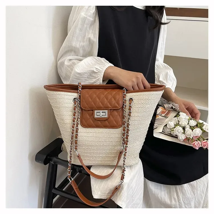Tas Selempang Wanita Bahan Kain Motif Print Bentuk Kotak Tali Rantai Resleting Harga Grosir