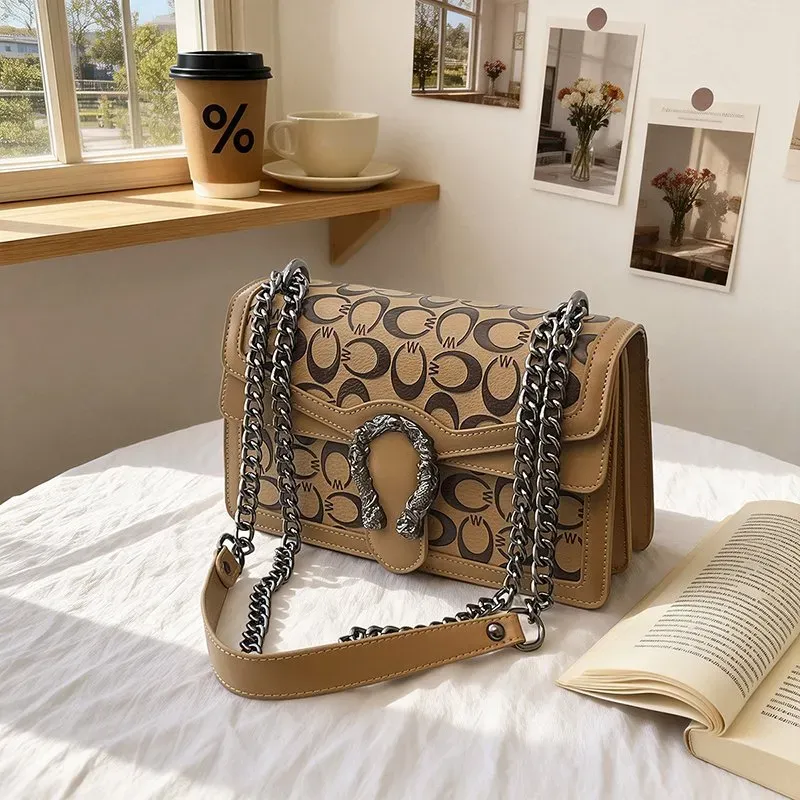 Tas Selempang Wanita Bahan Kain Motif Print Bentuk Kotak Tali Rantai Resleting Harga Grosir kategori tas selempang grosir