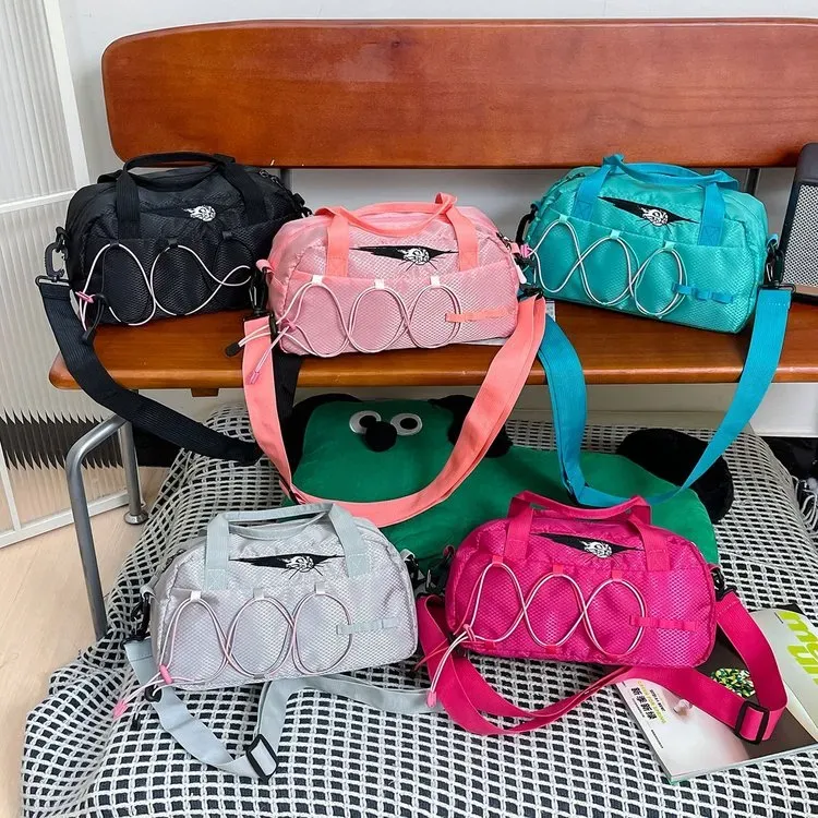 Tas Selempang Wanita Bahan Oxford Motif Polkadot Warna Hitam Bentuk Kotak Tali Grosir Import