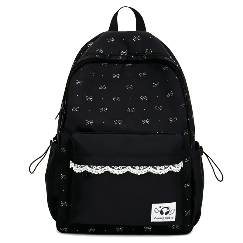 Tas Ransel Wanita Bahan Nylon Motif Polkadot Warna Kuning Bentuk Kotak Tali Grosir Import