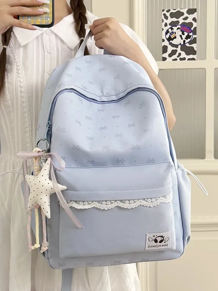 Tas Ransel Wanita Bahan Nylon Motif Polkadot Warna Kuning Bentuk Kotak Tali Grosir Import