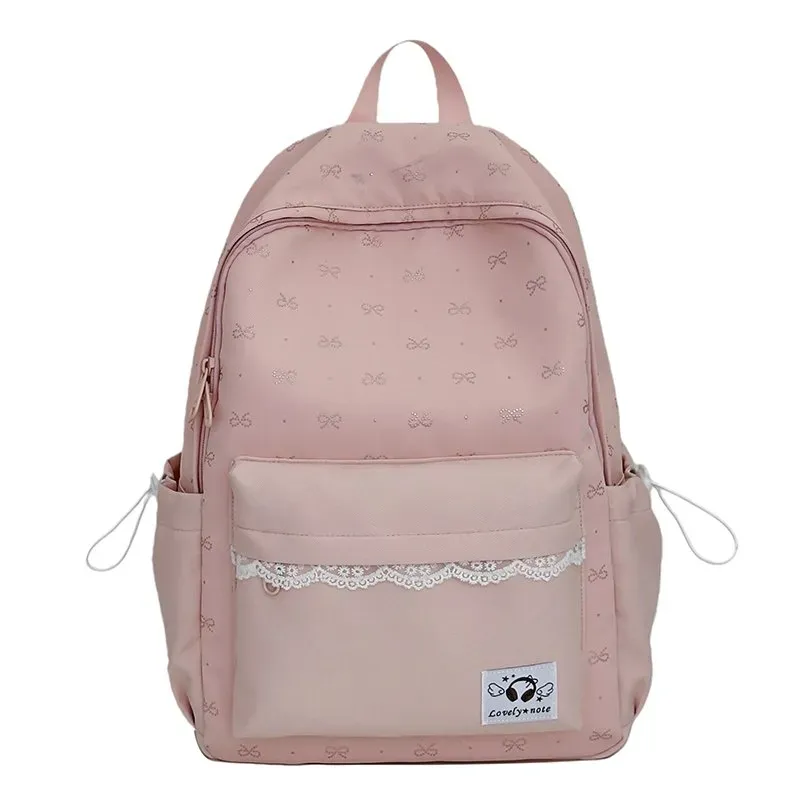 Tas Ransel Wanita Bahan Nylon Motif Polkadot Warna Kuning Bentuk Kotak Tali Grosir Import