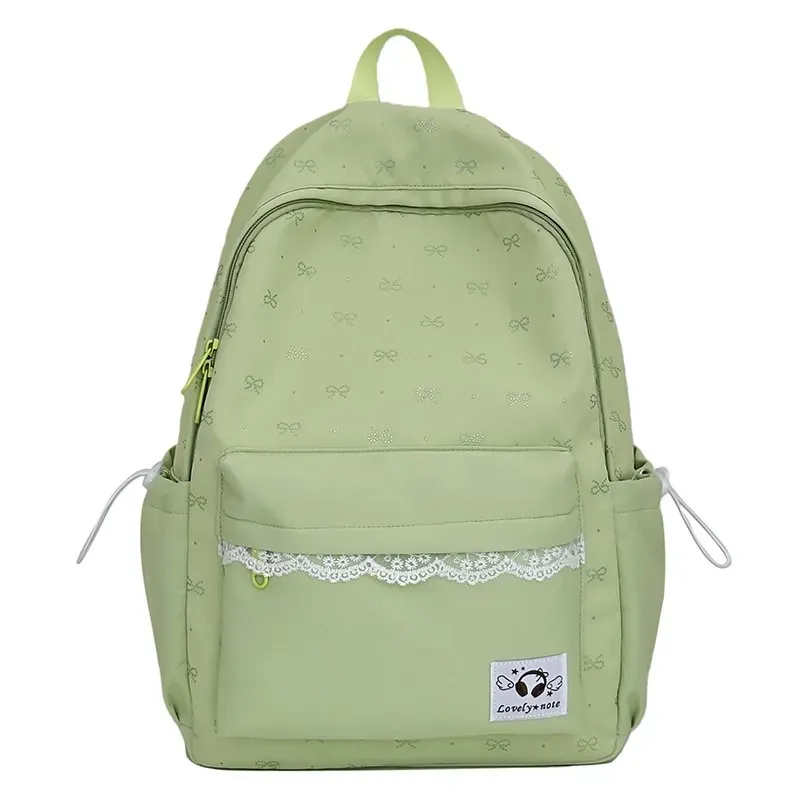Tas Ransel Wanita Bahan Nylon Motif Polkadot Warna Kuning Bentuk Kotak Tali Grosir Import