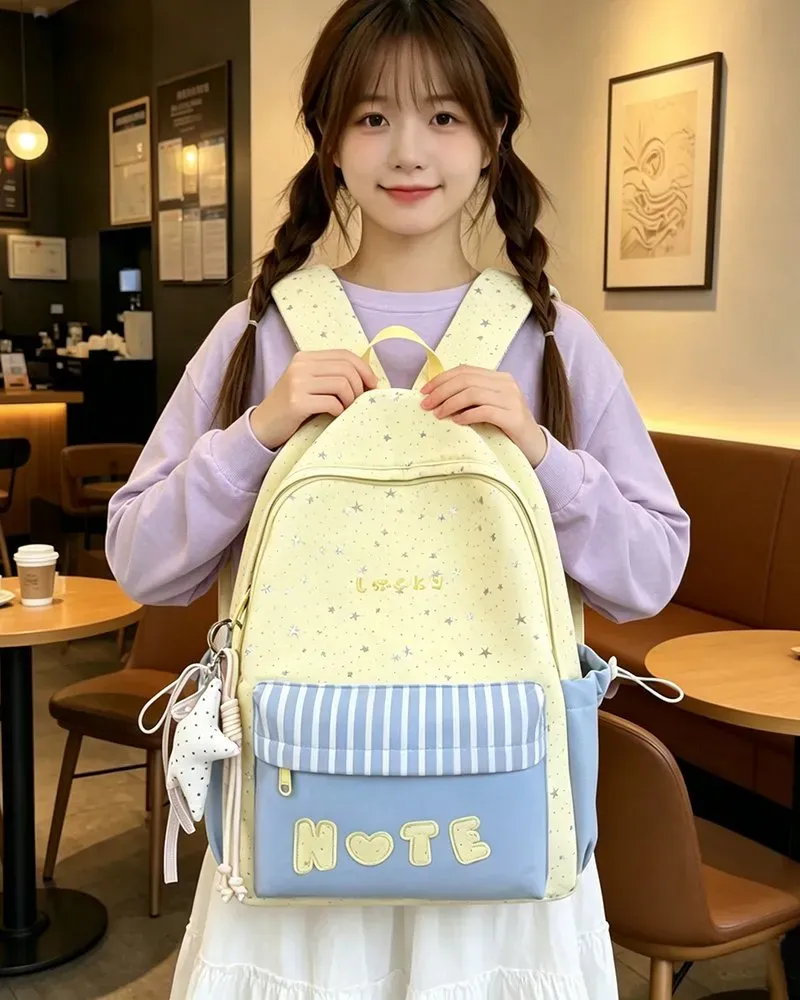 Tas Ransel Wanita Bahan PU Sintetis Motif Polkadot Warna Putih Bentuk Kotak Tali untuk Reseller