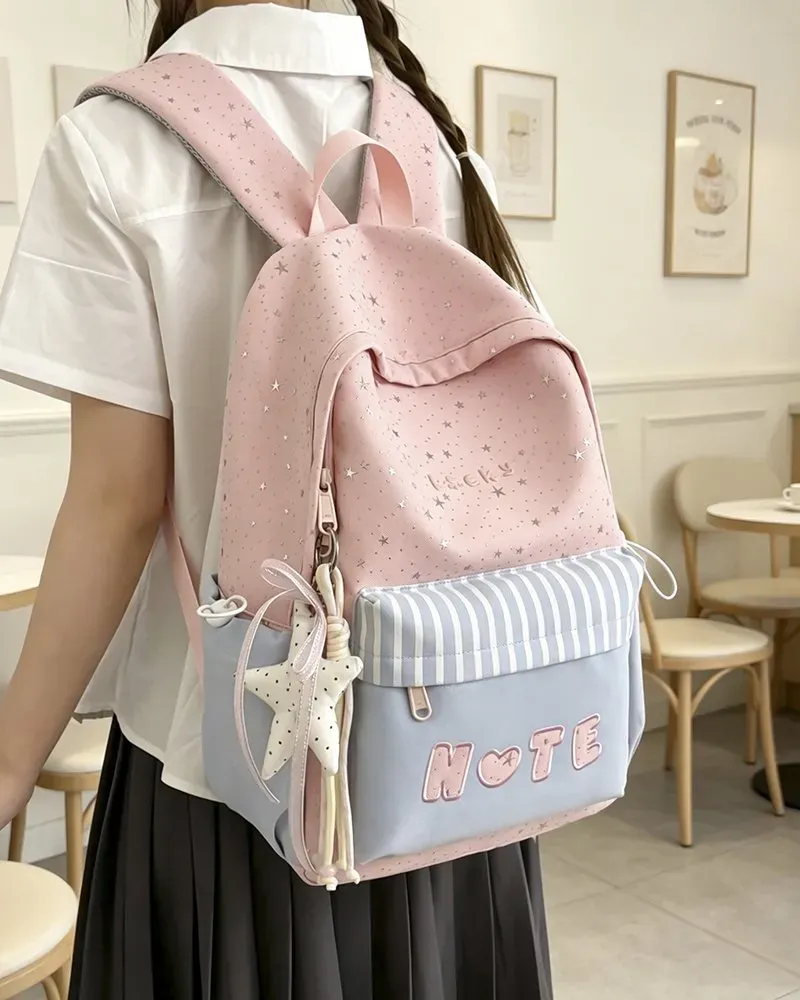 Tas Ransel Wanita Bahan PU Sintetis Motif Polkadot Warna Putih Bentuk Kotak Tali untuk Reseller