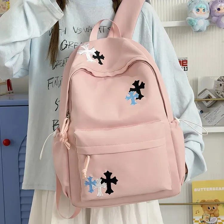 Tas Ransel Wanita Bahan Nylon Motif Print Warna Pink Bentuk Kotak Tali Lebar Katalog Grosir