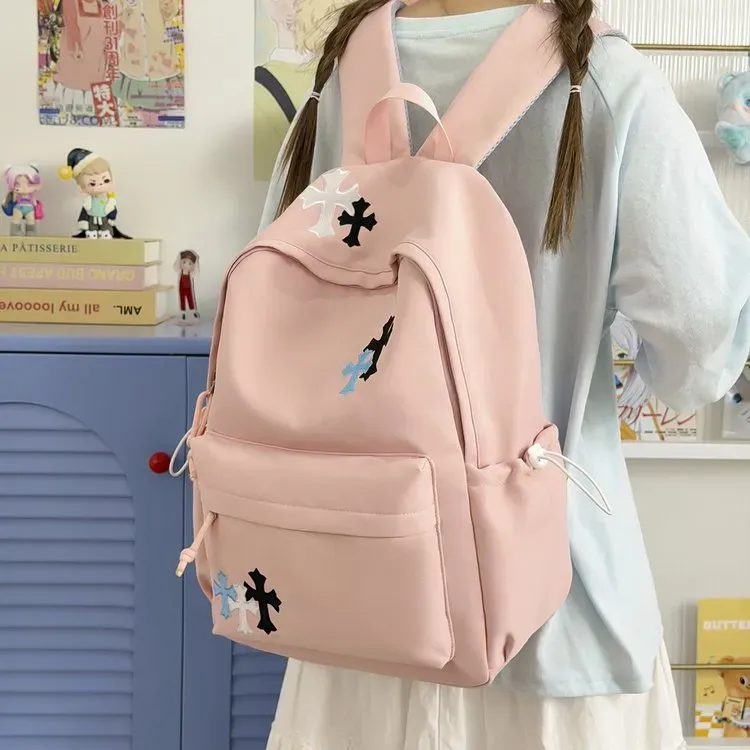 Tas Ransel Wanita Bahan Nylon Motif Print Warna Pink Bentuk Kotak Tali Lebar Katalog Grosir