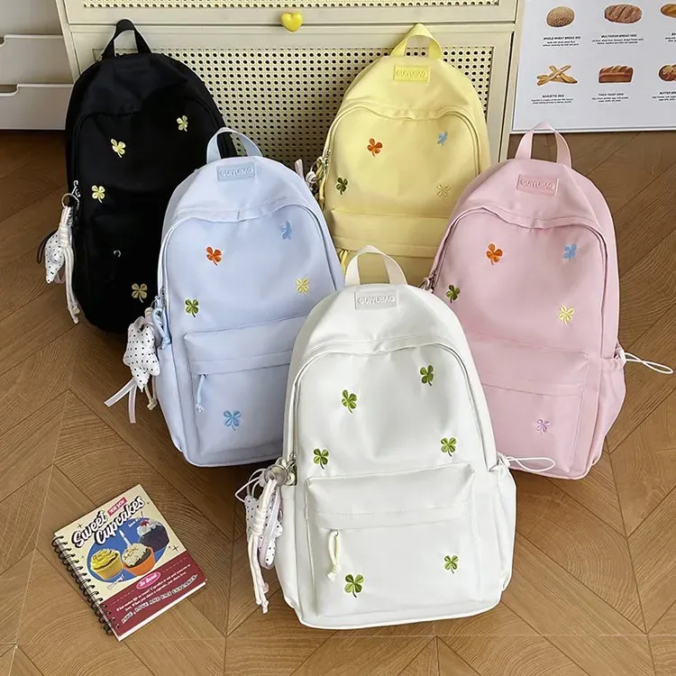 Tas Ransel Wanita Bahan Oxford Motif Print Warna Pink Bentuk Kotak Tali Panjang Grosir Import
