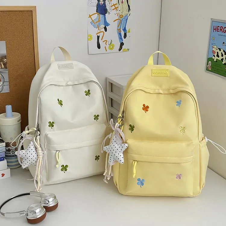 Tas Ransel Wanita Bahan Oxford Motif Print Warna Pink Bentuk Kotak Tali Panjang Grosir Import