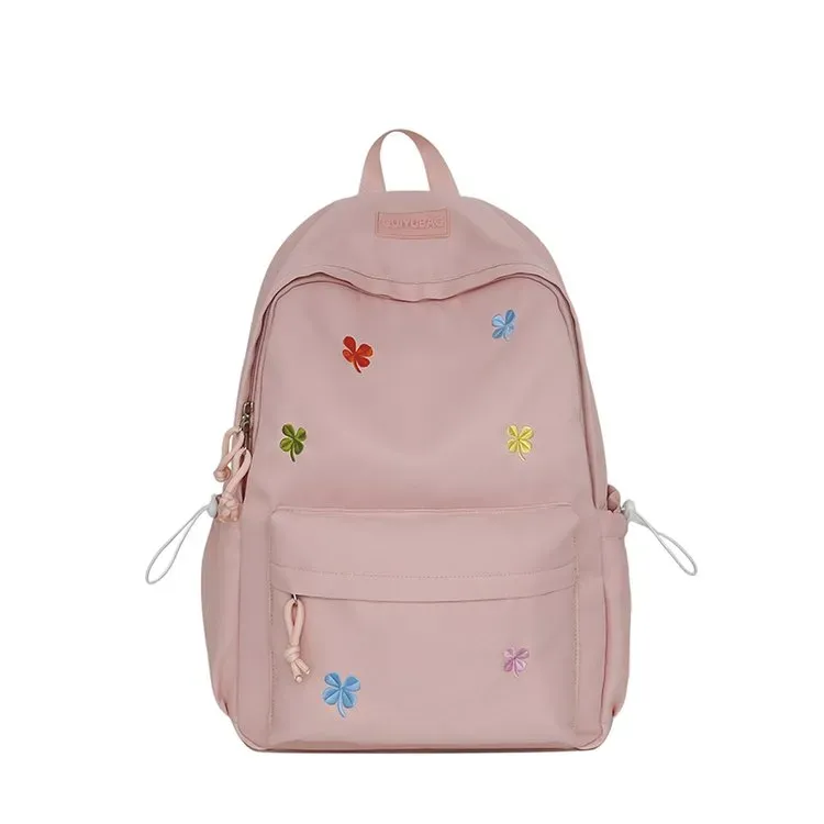 Tas Ransel Wanita Bahan Oxford Motif Print Warna Pink Bentuk Kotak Tali Panjang Grosir Import