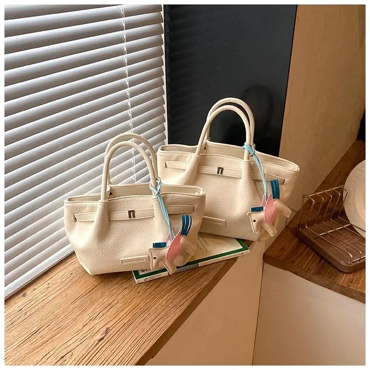 Tas Selempang Wanita Bahan PU Sintetis Polos Warna Hitam Bentuk Kotak Tali Lebar