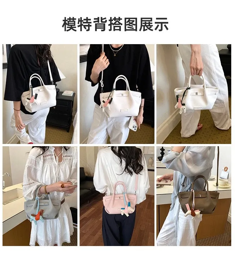 Tas Selempang Wanita Bahan PU Sintetis Polos Warna Hitam Bentuk Kotak Tali Lebar