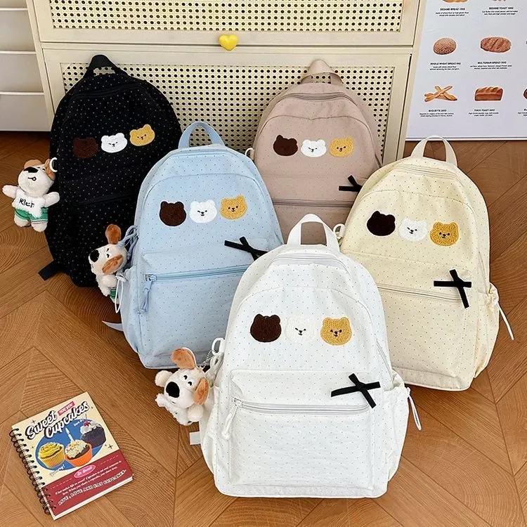 Tas Ransel Wanita Bahan Nylon Polos Warna Putih Bentuk Kotak Tali Panjang Grosir Import