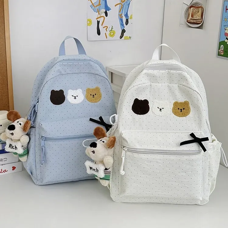 Tas Ransel Wanita Bahan Nylon Polos Warna Putih Bentuk Kotak Tali Panjang Grosir Import