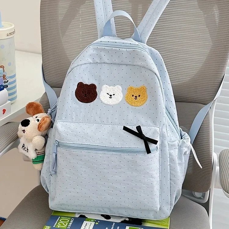 Tas Ransel Wanita Bahan Nylon Polos Warna Putih Bentuk Kotak Tali Panjang Grosir Import