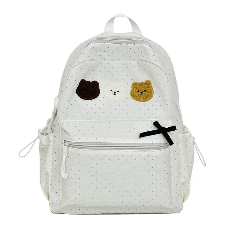 Tas Ransel Wanita Bahan Nylon Polos Warna Putih Bentuk Kotak Tali Panjang Grosir Import