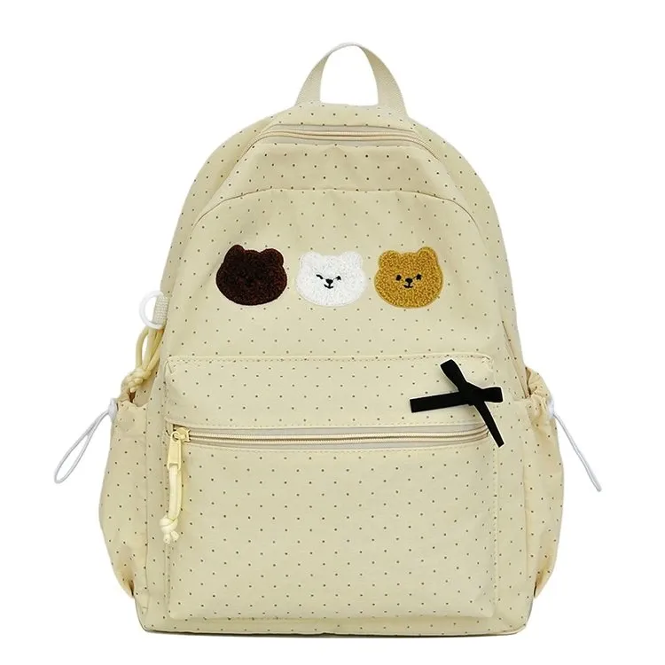Tas Ransel Wanita Bahan Nylon Polos Warna Putih Bentuk Kotak Tali Panjang Grosir Import