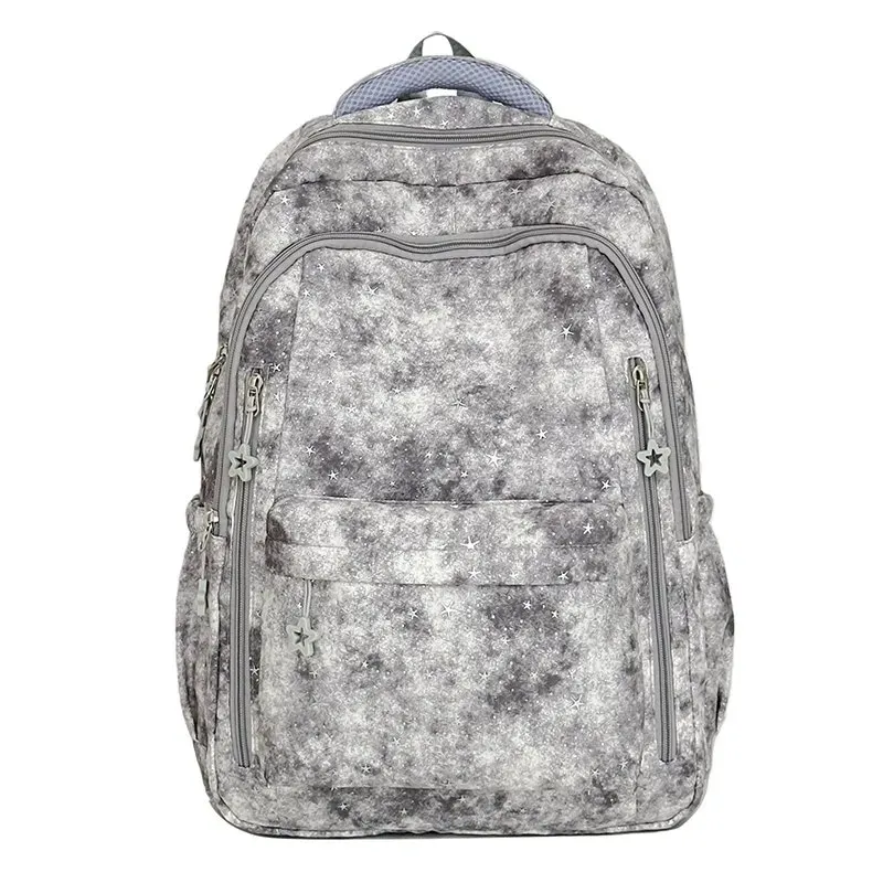 Tas Ransel Wanita Bahan Nylon Motif Bintang Warna Putih Bentuk Kotak Tali Grosir Import