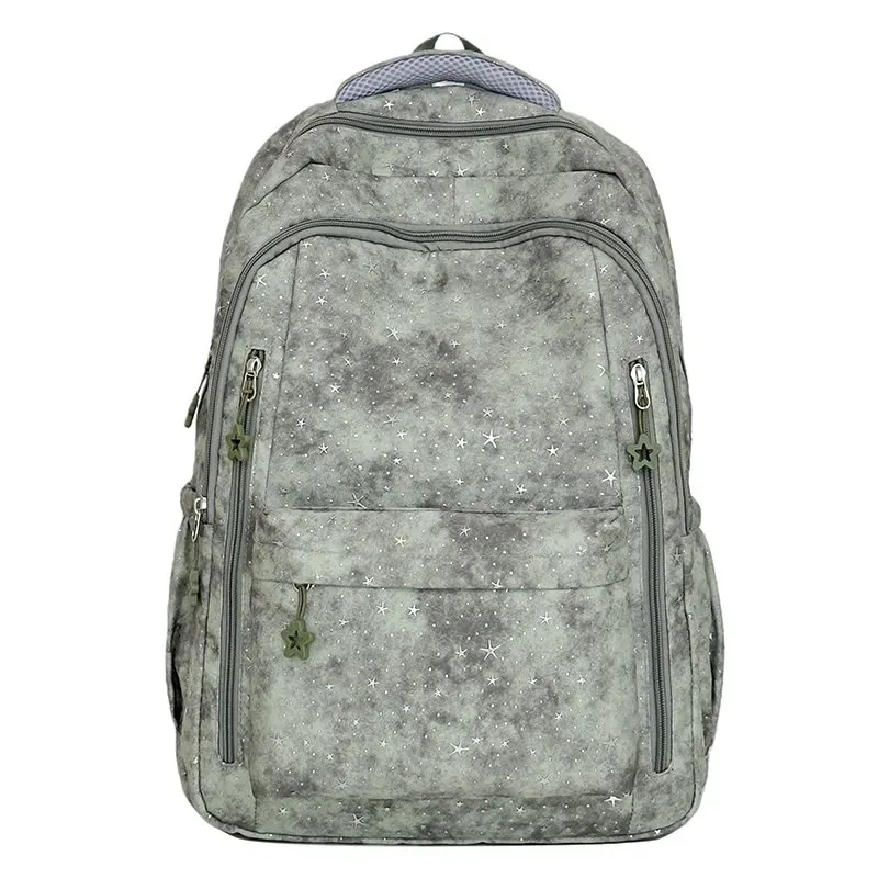 Tas Ransel Wanita Bahan Nylon Motif Bintang Warna Putih Bentuk Kotak Tali Grosir Import
