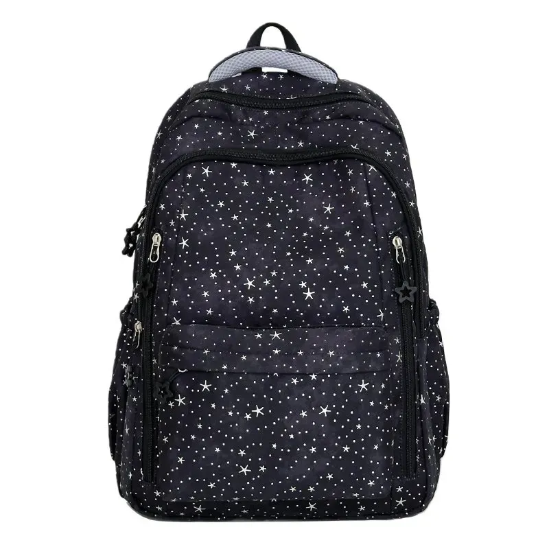 Tas Ransel Wanita Bahan Nylon Motif Bintang Warna Putih Bentuk Kotak Tali Grosir Import