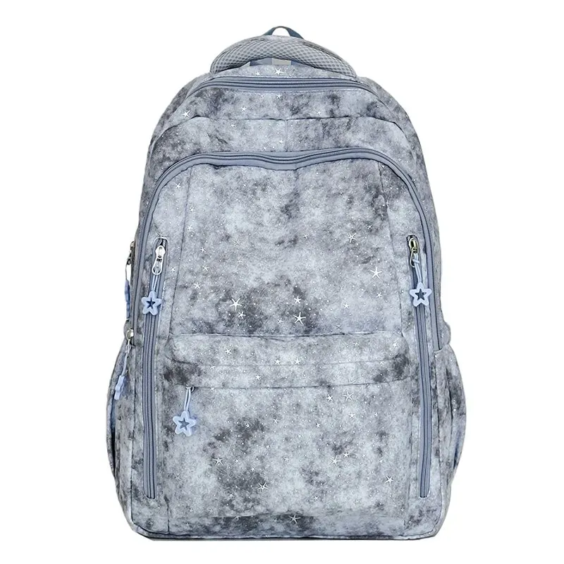 Tas Ransel Wanita Bahan Nylon Motif Bintang Warna Putih Bentuk Kotak Tali Grosir Import