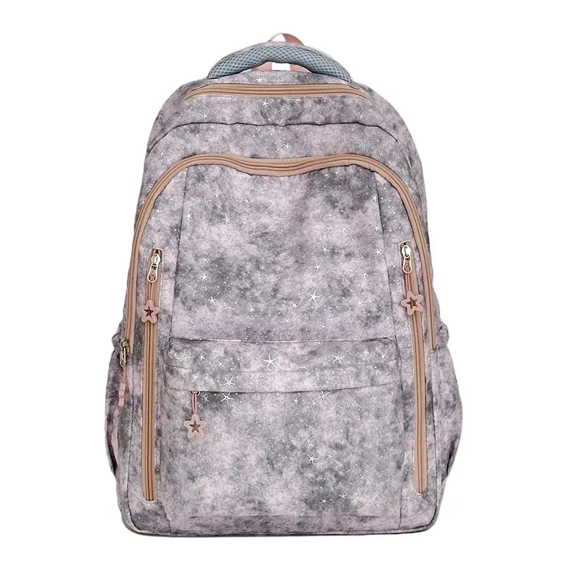 Tas Ransel Wanita Bahan Nylon Motif Bintang Warna Putih Bentuk Kotak Tali Grosir Import