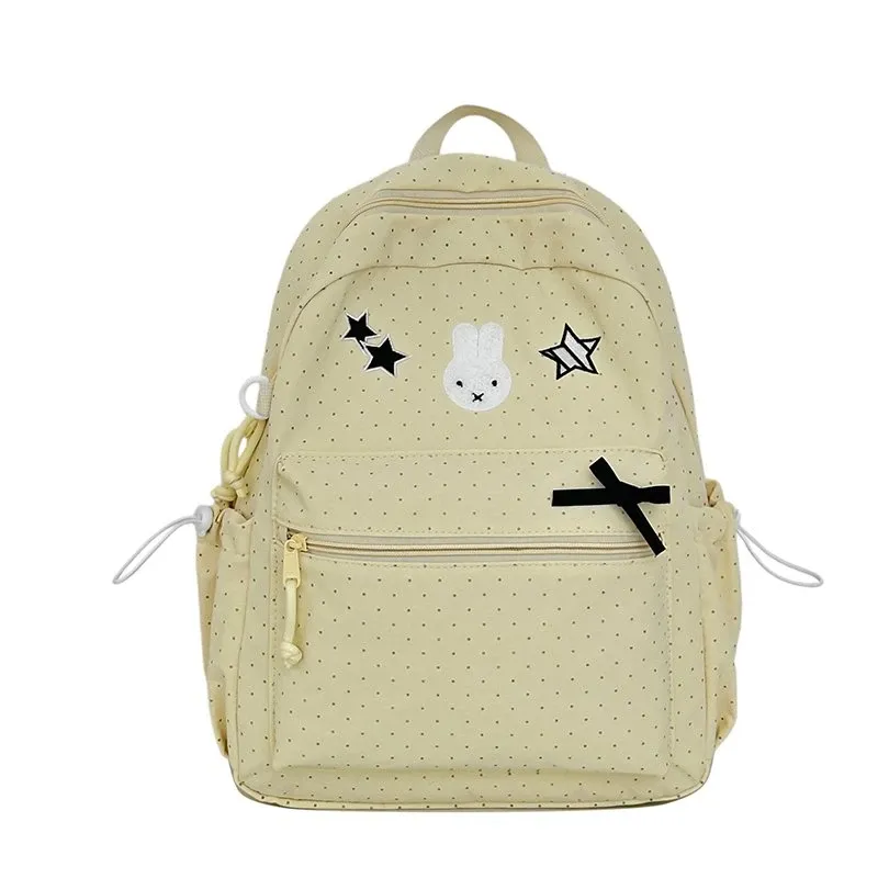 Tas Ransel Anak Bahan Nylon Motif Polkadot Bentuk Kotak Tali Panjang Resleting Grosir Import