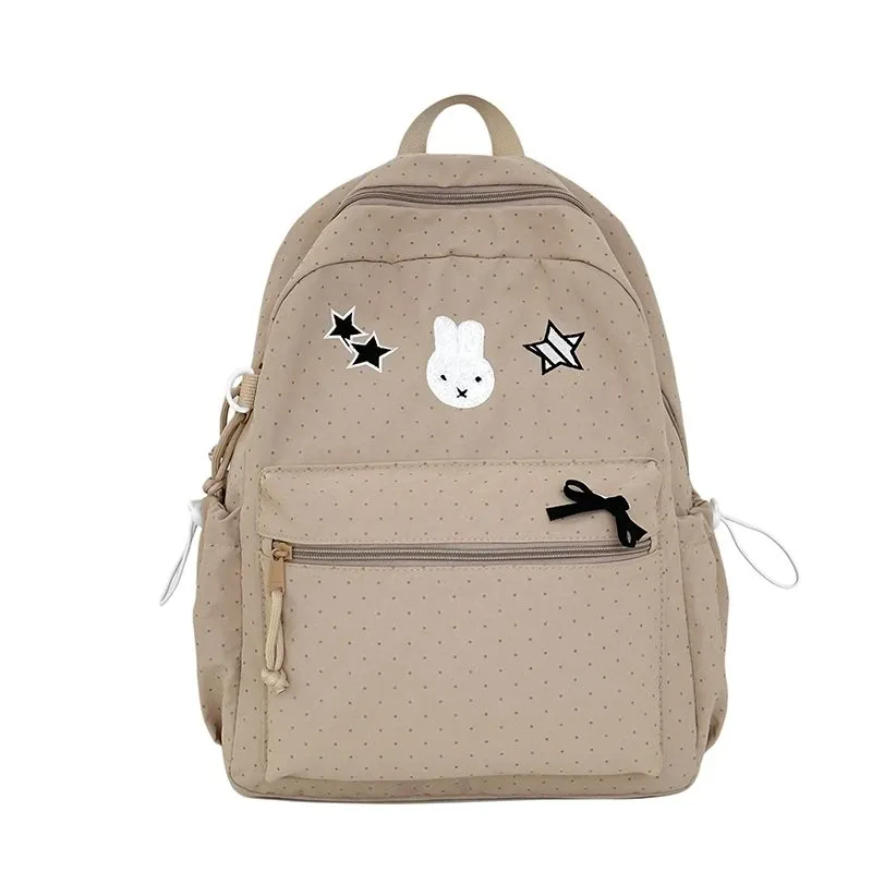 Tas Ransel Anak Bahan Nylon Motif Polkadot Bentuk Kotak Tali Panjang Resleting Grosir Import