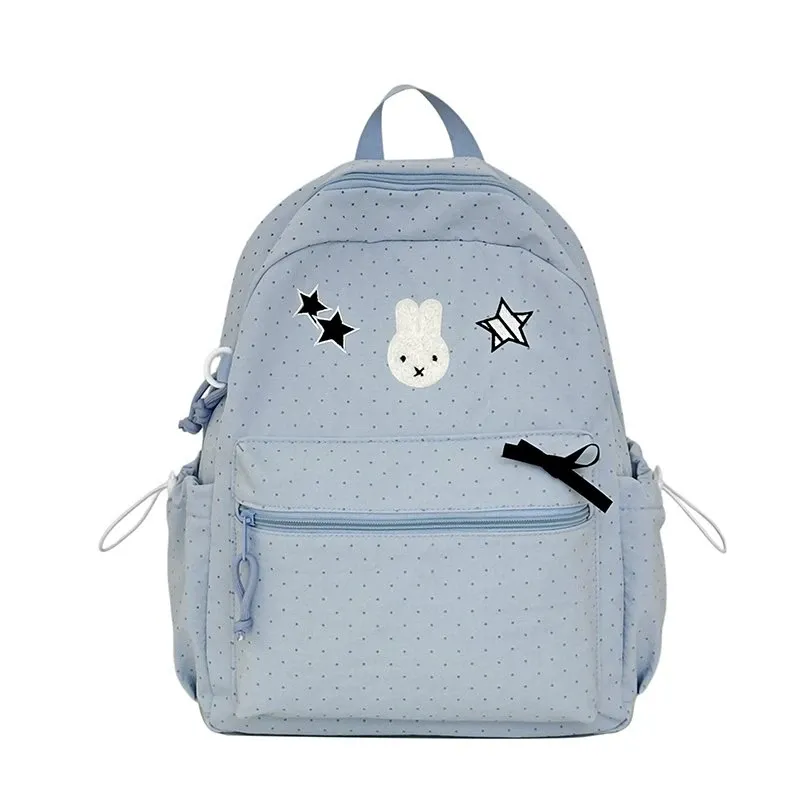 Tas Ransel Anak Bahan Nylon Motif Polkadot Bentuk Kotak Tali Panjang Resleting Grosir Import